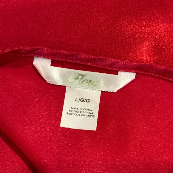 Flora Red Camisole & Shorts Adjustable Straps, Lace Sz L - Picture 9 of 10